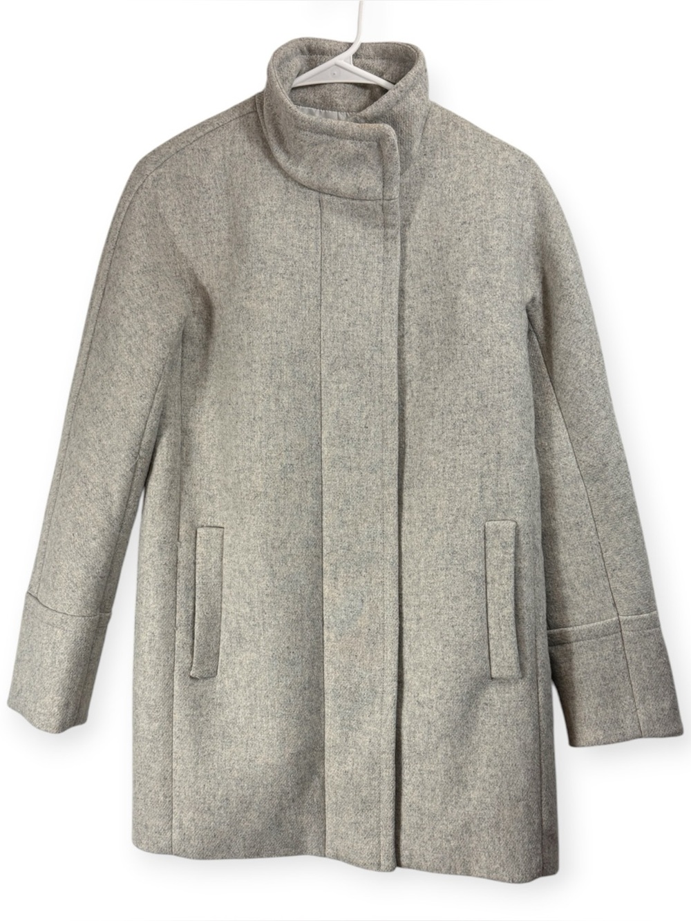 J.Crew Factory City Coat Wool Blend Coat Size 0 Zip Up Light Gray Neutral